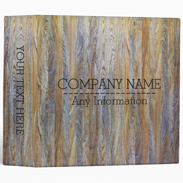 Company Wood Grain Texture #2 3 Ring Binder (Front/Spine)