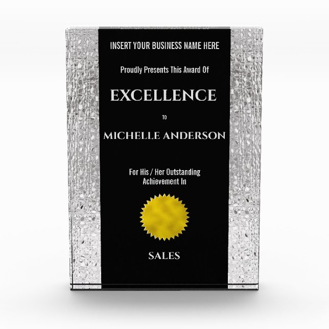 Company year end achievement award DIY silver logo (Front)