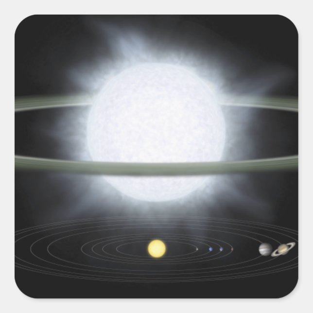 Comparison of the size of a hypergiant star square sticker (Front)
