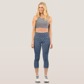 Dark Blue Aqua Turquoise Polygon Art Pattern Capri Leggings