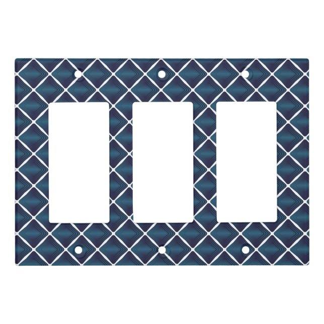 Compartment Design Rounded Blue Light Switch Cover (Front)