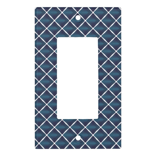 Compartment Design Rounded Blue Light Switch Cover (Front)