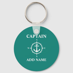 Compass Anchor Captain Add Name or Boat Name ca0a Keychain