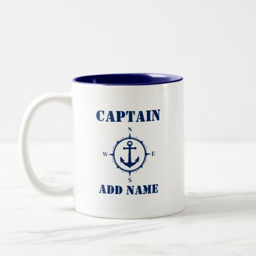 Compass Anchor Captain Add Name or Boat Name sa0a Two_Tone Coffee Mug