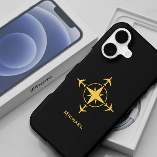 Compass and Airplane Simple Modern Travel Custom iPhone 17 Case