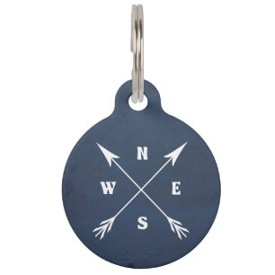 Compass arrows pet ID tag