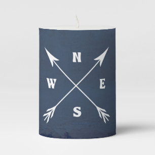 Compass arrows pillar candle