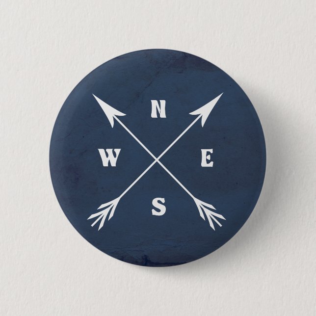 Compass arrows pinback button (Front)