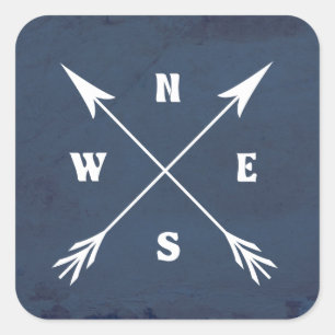 Compass arrows square sticker