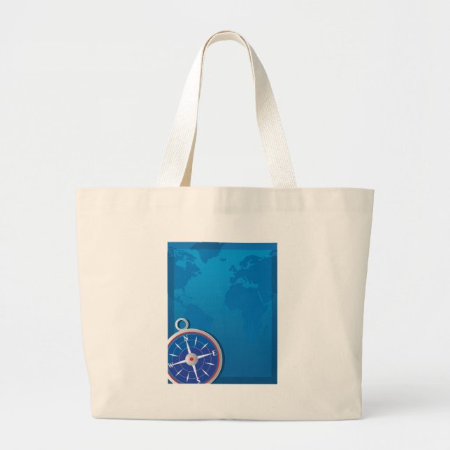 Compass Background Large Tote Bag (Front)