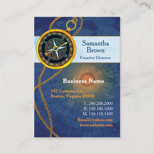 Customizable Compass Professional Business Cards