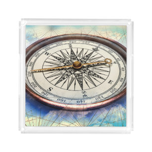 Compass Clouds Acrylic Tray