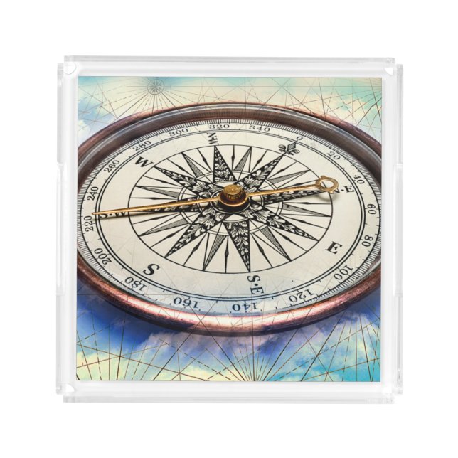 Compass Clouds Acrylic Tray (Front)