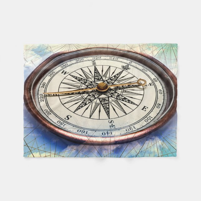 Compass Clouds Fleece Blanket (Front (Horizontal))