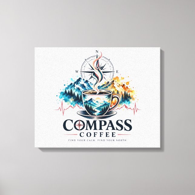 Compass Coffee Mountain Canvas Art (Front)