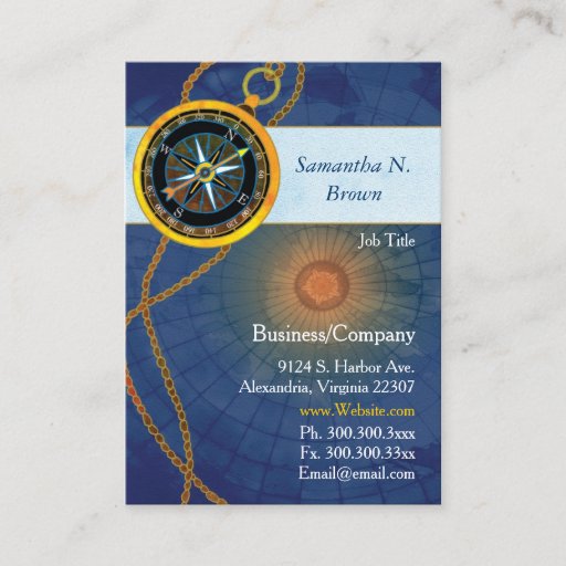 Customizable Compass Corporate Business Cards (Blank Back)