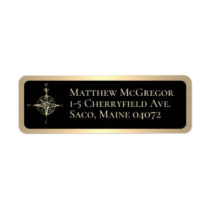 Compass Custom Return Address Black and Gold Label