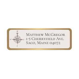 Compass Custom Return Address GOLD Rounded Border Label