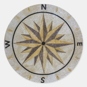 Compass Direction Design Point Floor Table Top Mar Classic Round Sticker