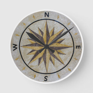 Compass Direction Design Point Floor Table Top Mar Round Clock