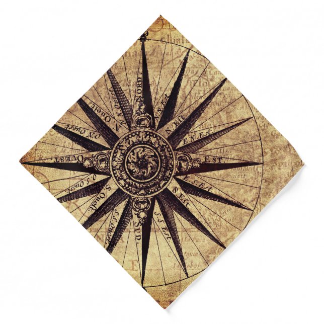 Compass Discovery Age World Map Vintage  Bandana (Front)
