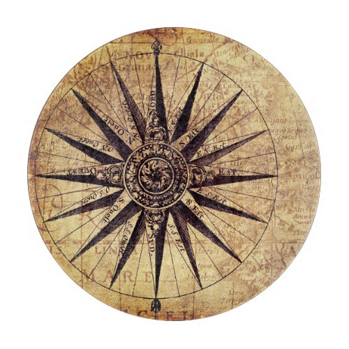 Compass Discovery Age World Map Vintage Cutting Board