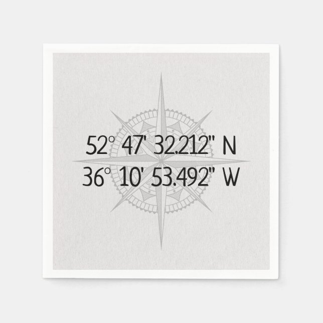 Compass GPS Home Coordinates  Napkins (Front)
