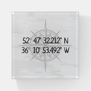 Compass GPS Home Coordinates Paperweight