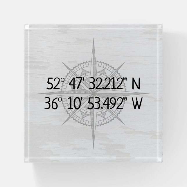 Compass GPS Home Coordinates  Paperweight (Front)