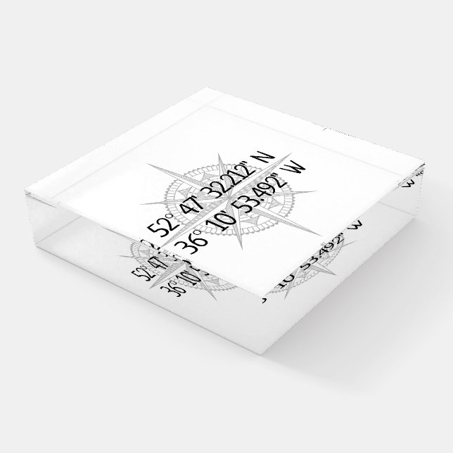 Compass GPS Home Coordinates  Paperweight (Angled)