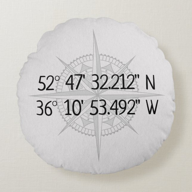 Compass GPS Home Coordinates  Round Pillow (Front)