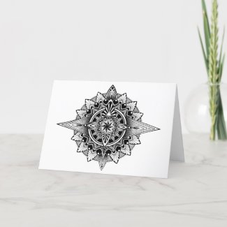 Compass Mandala blank greeting card
