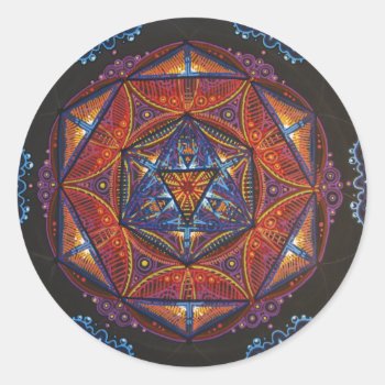 Compass Mandala Classic Round Sticker by michaelgarfield at Zazzle
