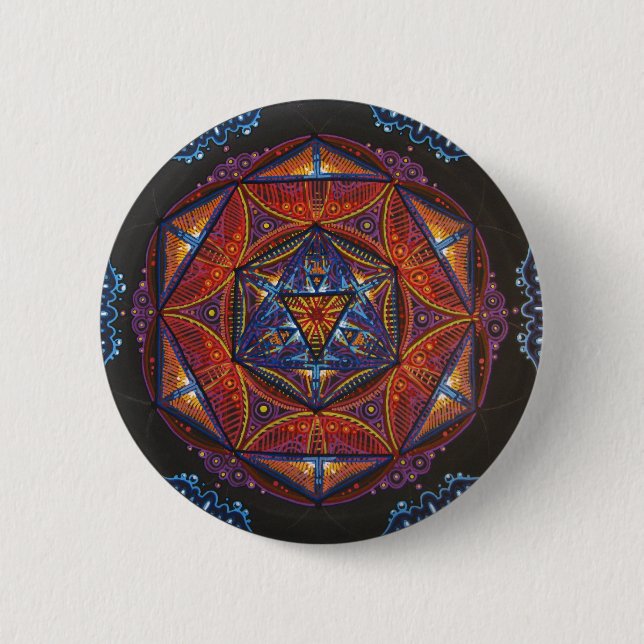 Compass Mandala Pinback Button (Front)