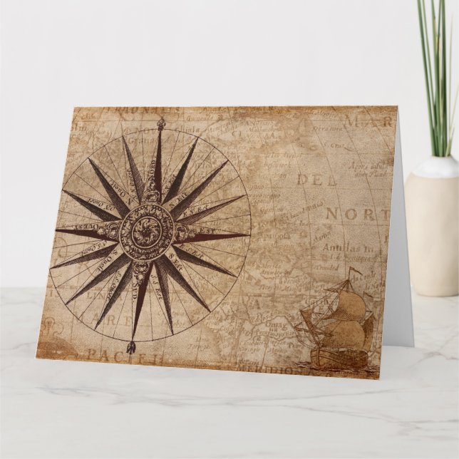 Compass Map  Holiday Postcard (Front)