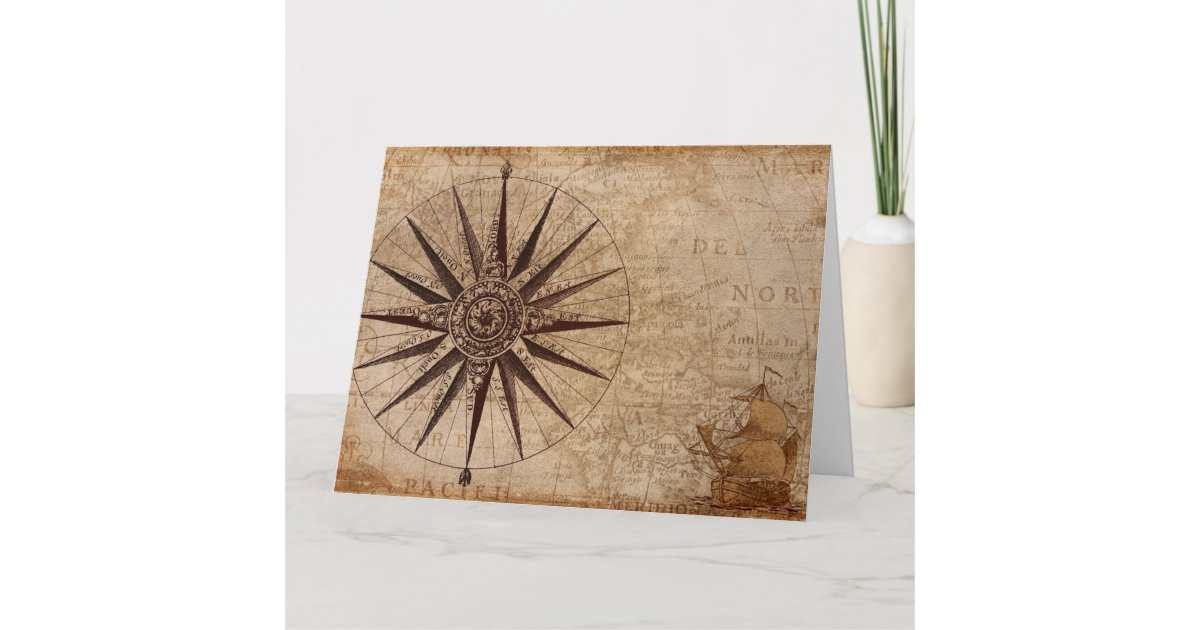 Compass Map Holiday Postcard | Zazzle