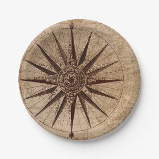 Compass Map Paper Plates
