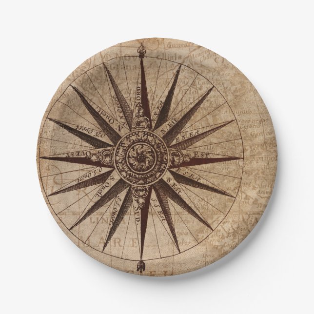 Compass Map Paper Plates (Front)