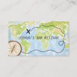 Compass Map Travel Bar Bat Mitzvah Placecard<br><div class="desc">If your Bar or Bat Mitzvah has wanderlust or has already been more places in the world than you can count, a travel-themed celebration is perfect for them. This travel-themed Bar/Bat Mitzvah place card takes that concept and makes it almost a "trompe l'oeil". A bronze compass imprinted with a Star...</div>