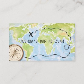 Compass Map Travel Bar Bat Mitzvah Placecard by mishpocha at Zazzle
