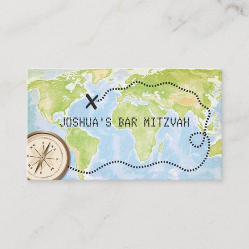 Compass Map Travel Bar Bat Mitzvah Placecard