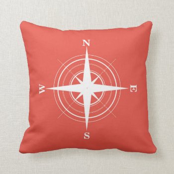 Compass Nautical Red Pillow by DifferentStudios at Zazzle