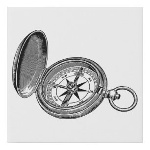Compass Navigation Direction Faux Canvas Print