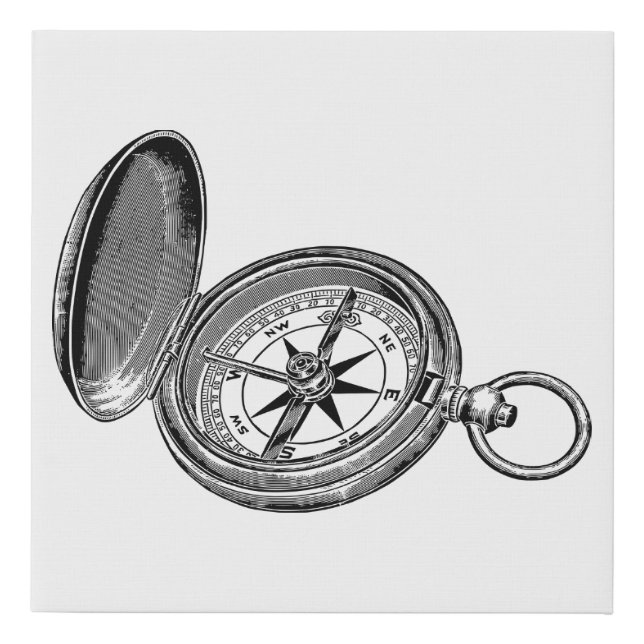 Compass Navigation Direction Faux Canvas Print (Front)