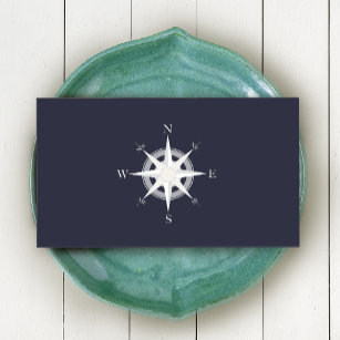 Compass Navy Blue Nautical Business Card