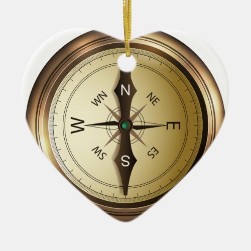 compass north south east wes ceramic ornament