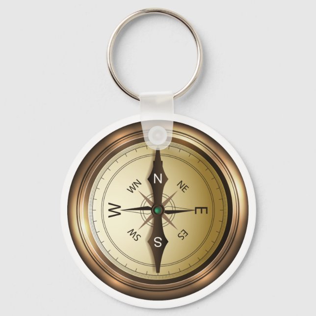 compass north south east wes keychain (Front)