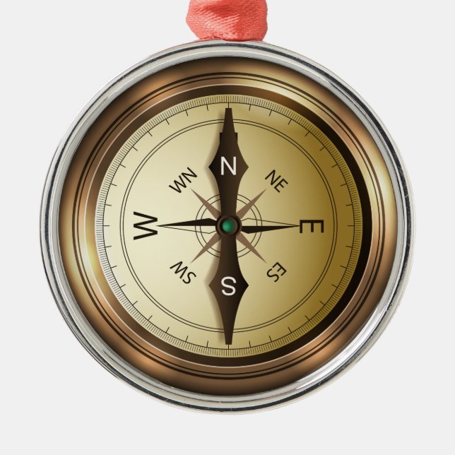 compass north south east wes metal ornament (Front)