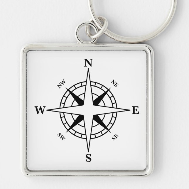 Compass North South East West Direction Travel Fun Keychain (Front)