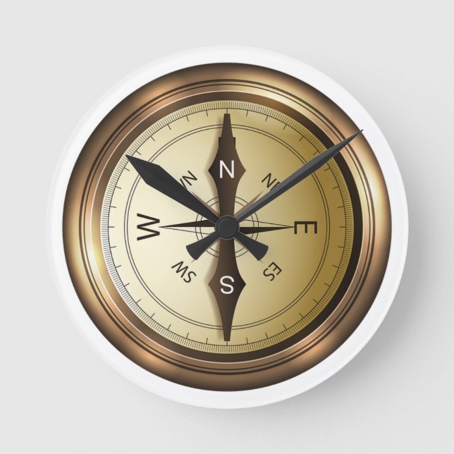 Compass North South East West Round Clock (Front)